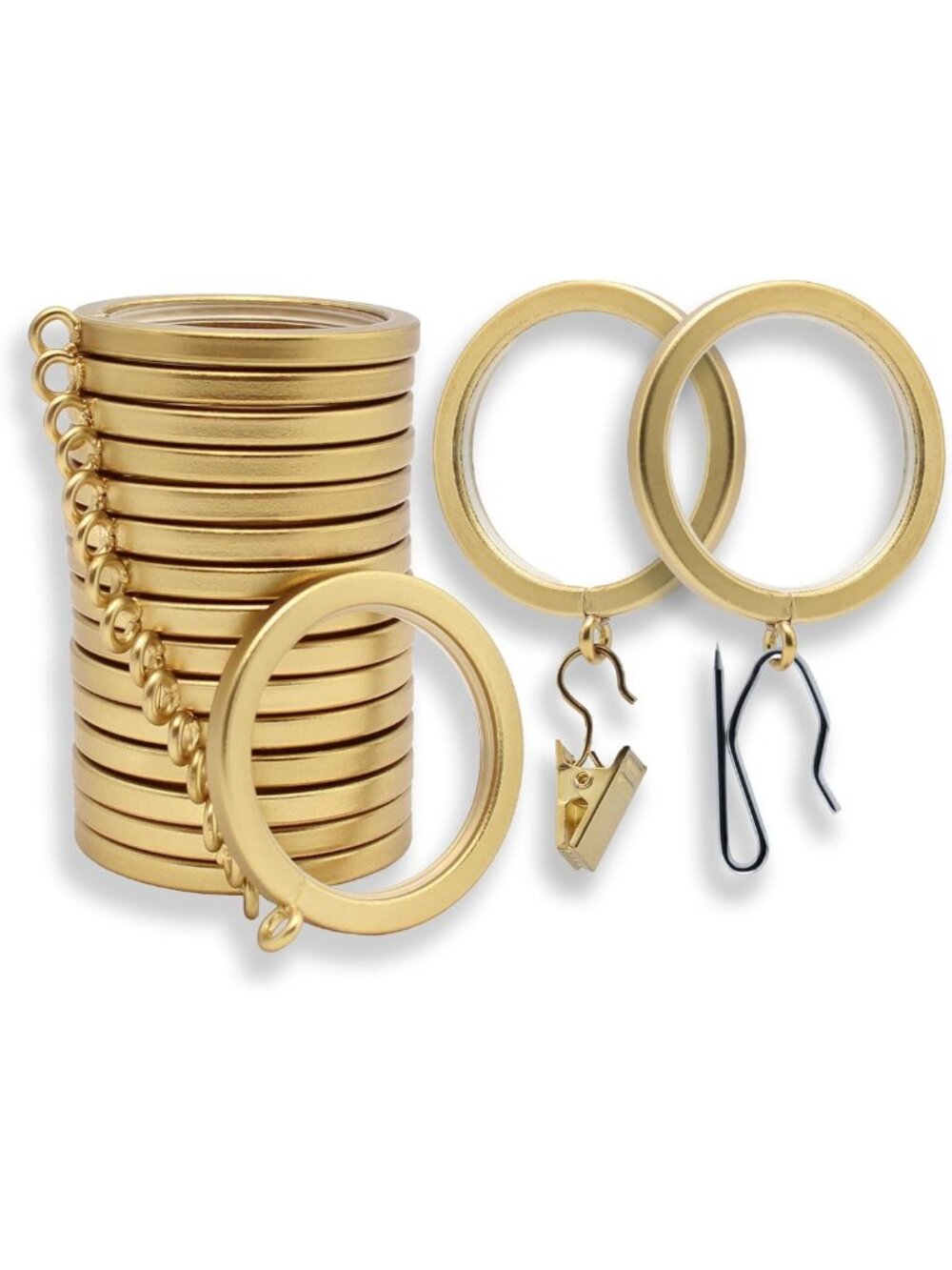 Luxury Smooth Glide Curtain Rings - 18 Pack, Brushed Gold Finish, Home Decor